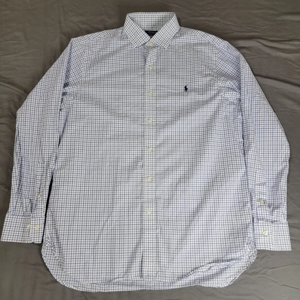 Polo Ralph Lauren Purepress Shirt Men's Medium Plaid Long Sleeve Button Up